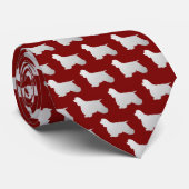 Cravate Cocker Spaniel chien silhouette argent sur rouge b (Roulé)