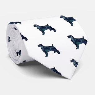 Cravate Cocker Spaniel Chien Silhouette Noir Aquarelle