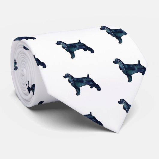Cravate Cocker Spaniel Chien Silhouette Noir Aquarelle (Roulé)