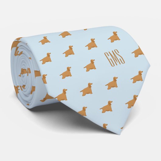 Cravate Cocker Spaniel Chiens Motif Monogramme (Roulé)