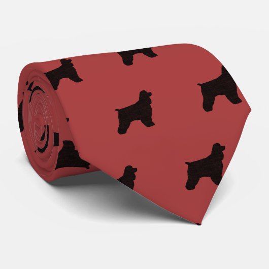 Cravate Cocker Spaniel Dog Breed Silhouettes Pattern (Roulé)