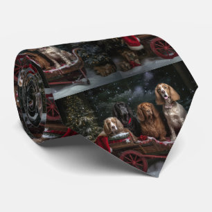 Cravate Cocker Spaniel Enneigé Traîneau Décor Noël