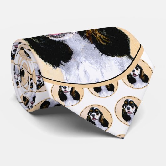 Cravate Cocker Spaniel (Parti) Peinture - Art original de (Roulé)
