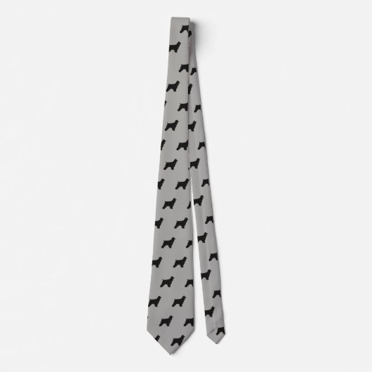 Cravate Cocker Spaniel Silhouettes Motif Gris et Noir (Devant)