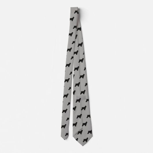 Cravate Cocker Spaniel Silhouettes Motif Gris et Noir (Dos)