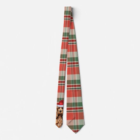 Cravate Cocker Vacances Spaniel Chien avec Noël Plaid (Dos)