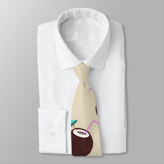 Cravate Cocktail de noix de coco avec motif de paille - Pl (Attaché)