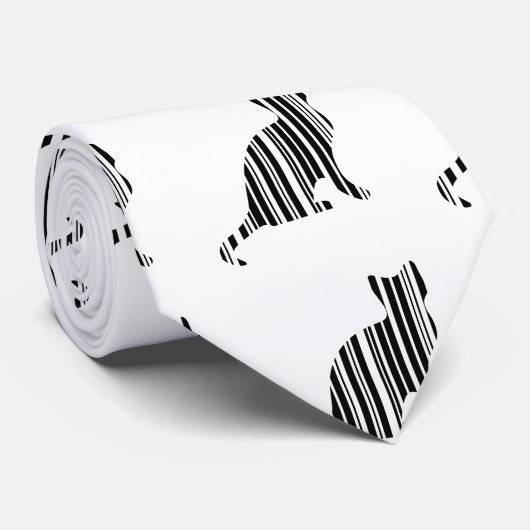 Cravate CODE BARRE CHAT Kitty Code-barres Motif de chat po (Roulé)