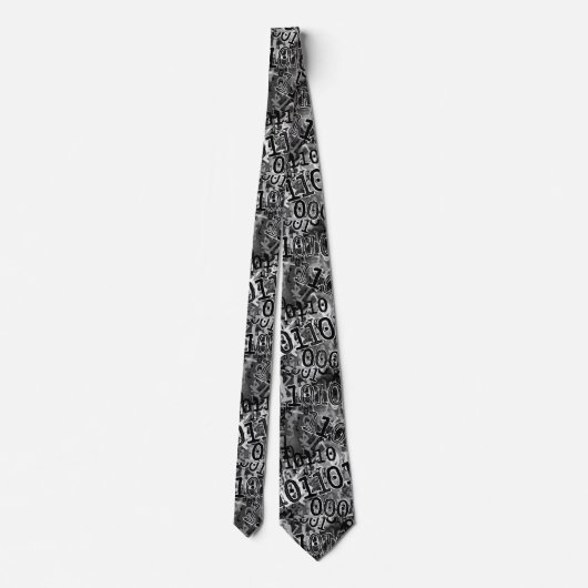 Cravate Code binaire blanc noir (Dos)