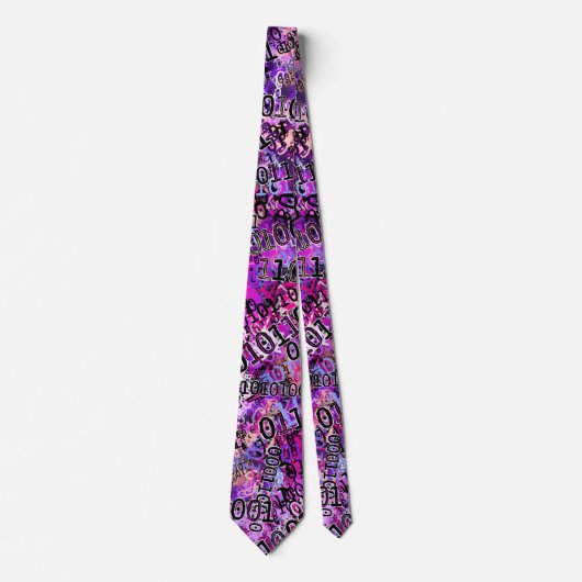 Cravate Code binaire Violet rose (Devant)
