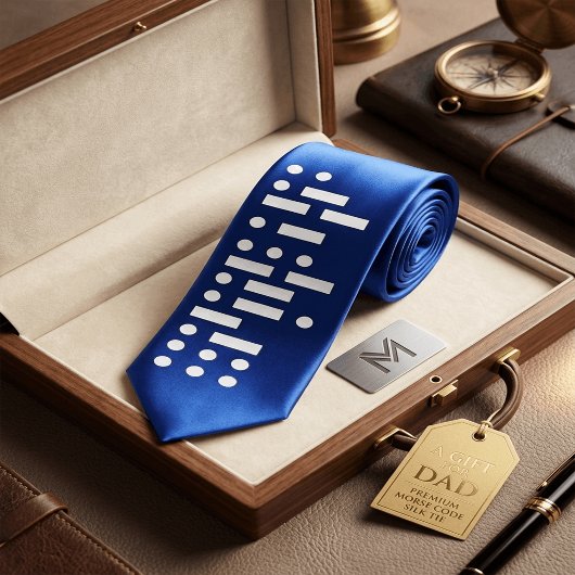 Cravate Code Morse "Je Suis un Petit Malin" Drôle Bleu Fon