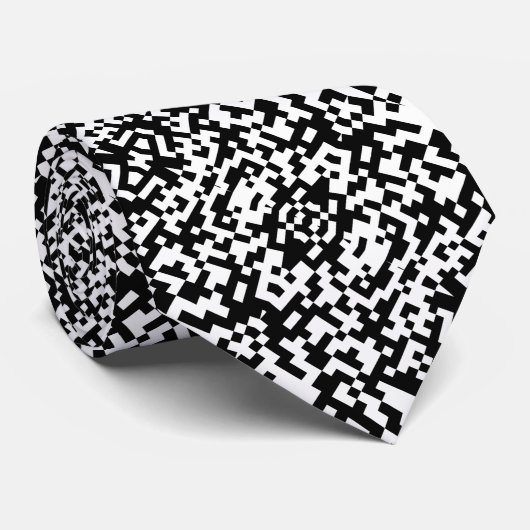 Cravate Code QR Abstrait Moderne Motif Noir Et Blanc (Roulé)
