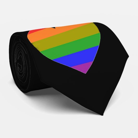 Cravate Coeur arc-en-ciel (Roulé)