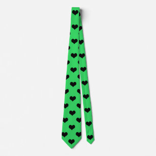 Cravate Cœur d'amour noir sur fond vert