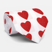 Cravate Coeur d'amour parties scintillant rouge (Roulé)