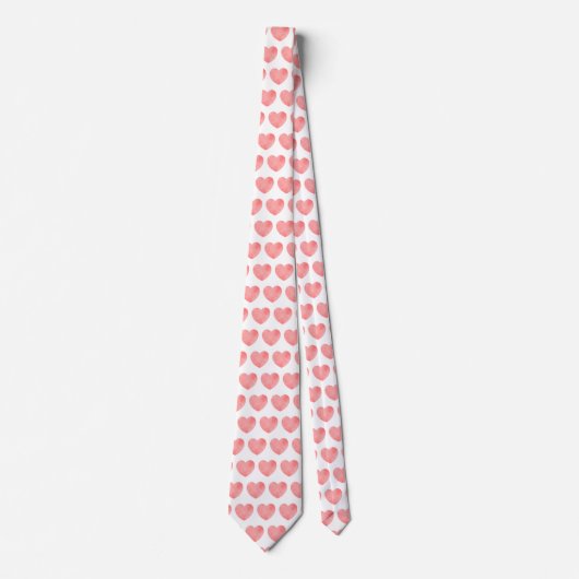 Cravate Coeur d'aquarelle rose motif (Devant)