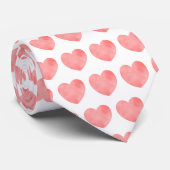 Cravate Coeur d'aquarelle rose motif (Roulé)