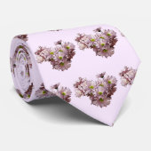 Cravate Cœur de Marguerites Roses (Roulé)