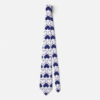 Cravate Cœur de marine sans couture - Bleu foncé et blanc