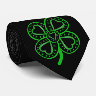 Cravate Coeur de trèfle vert noir St Patrick's Day B Tiei