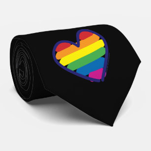 Cravate Coeur du drapeau arc-en-ciel Gay pride