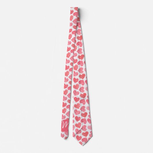 Cravate Coeur mignon rouge griffé Saint Valentin Monogramm (Dos)