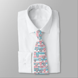 Cravate Cœur rayé à motif Pastel Sweetheart