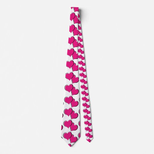 Cravate coeur rouge apparié blanc (Devant)