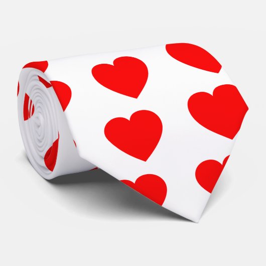 Cravate Coeur rouge clair (Roulé)