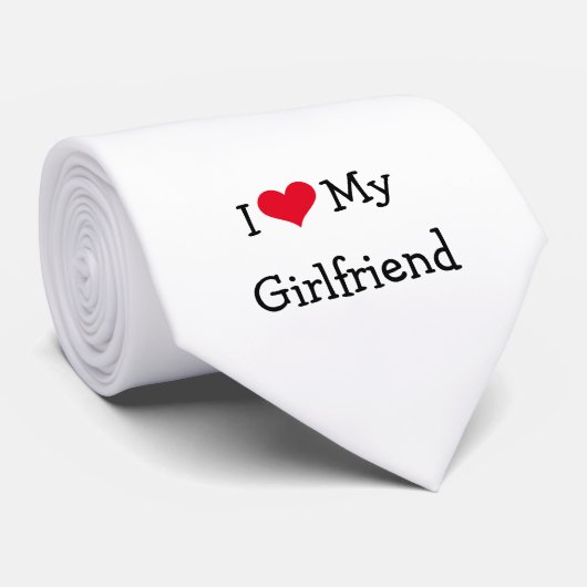 Cravate Coeur rouge J'aime ma petite amie (Roulé)