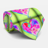 Cravate coeur tourbillonnant rose vert (Roulé)