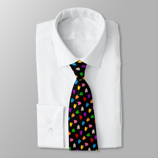 Cravate Cœurs Amour Colorés Motif Design Noir (Attaché)