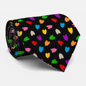 Cravate Cœurs Amour Colorés Motif Design Noir (Roulé)