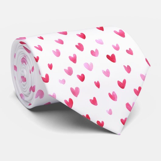 Cravate Coeurs aquarelle - Transparent (Roulé)