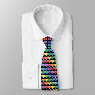 Cravate Coeurs arc-en-ciel blanc