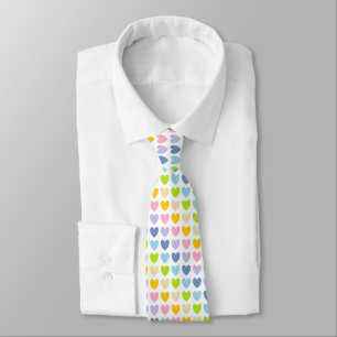 Cravate Coeurs arc-en-ciel Pastel