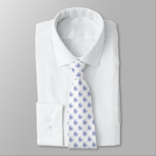 Cravate Coeurs Bleus Sur Blanc