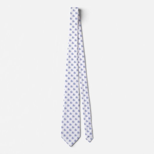 Cravate Coeurs Bleus Sur Blanc (Devant)