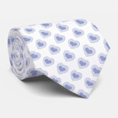 Cravate Coeurs Bleus Sur Blanc (Roulé)