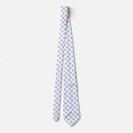 Cravate Coeurs Bleus Sur Blanc (Dos)