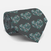 Cravate Coeurs botaniques verts modernes Motif sur Grey (Roulé)