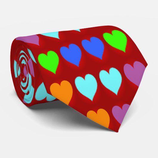 Cravate Coeurs colorés (Roulé)