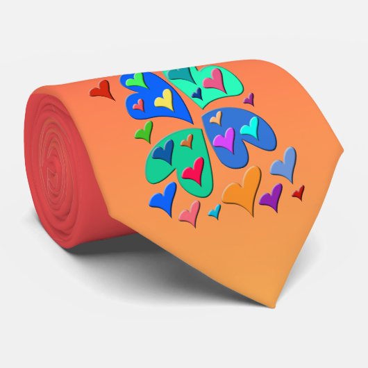 Cravate Coeurs colorés (Roulé)