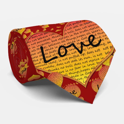 Cravate Cœurs d'amour 1 Corinthiens 13 (Roulé)