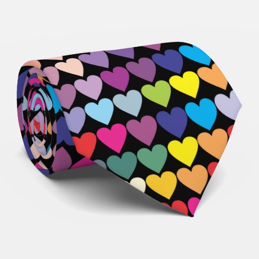Cravate Coeurs d'arc-en-ciel (Roulé)