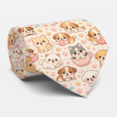 Cravate Cœurs de chiot mignons motif aquarelle (5) (Roulé)