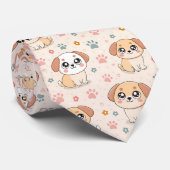 Cravate Cœurs de chiot mignons motif aquarelle (6) (Roulé)