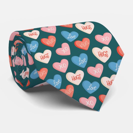 Cravate Coeurs de conversation (Roulé)