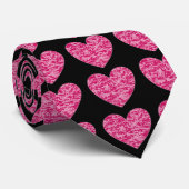 Cravate Coeurs de craquelures roses personnalisables (Roulé)