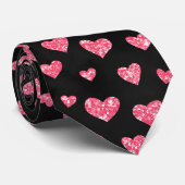 Cravate Coeurs de Parties scintillant rose romantique sur  (Roulé)